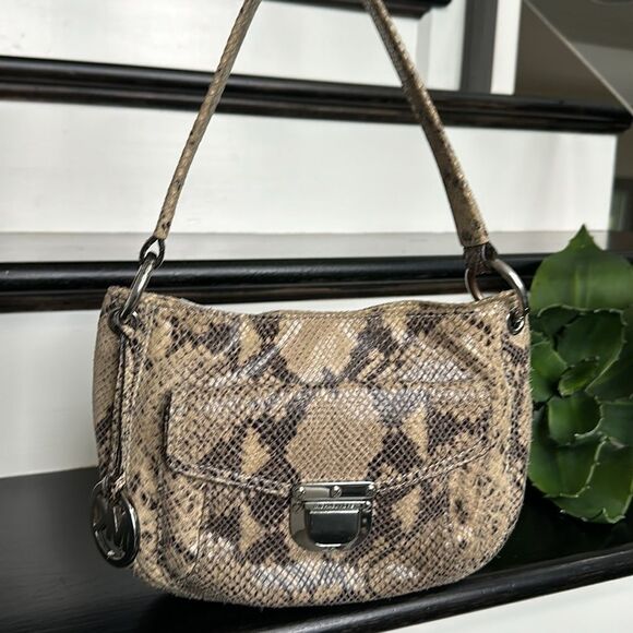 Michael Kors Handbags - Michael Kors, genuine, leather, snakeskin, embossed, shoulder handbag purse